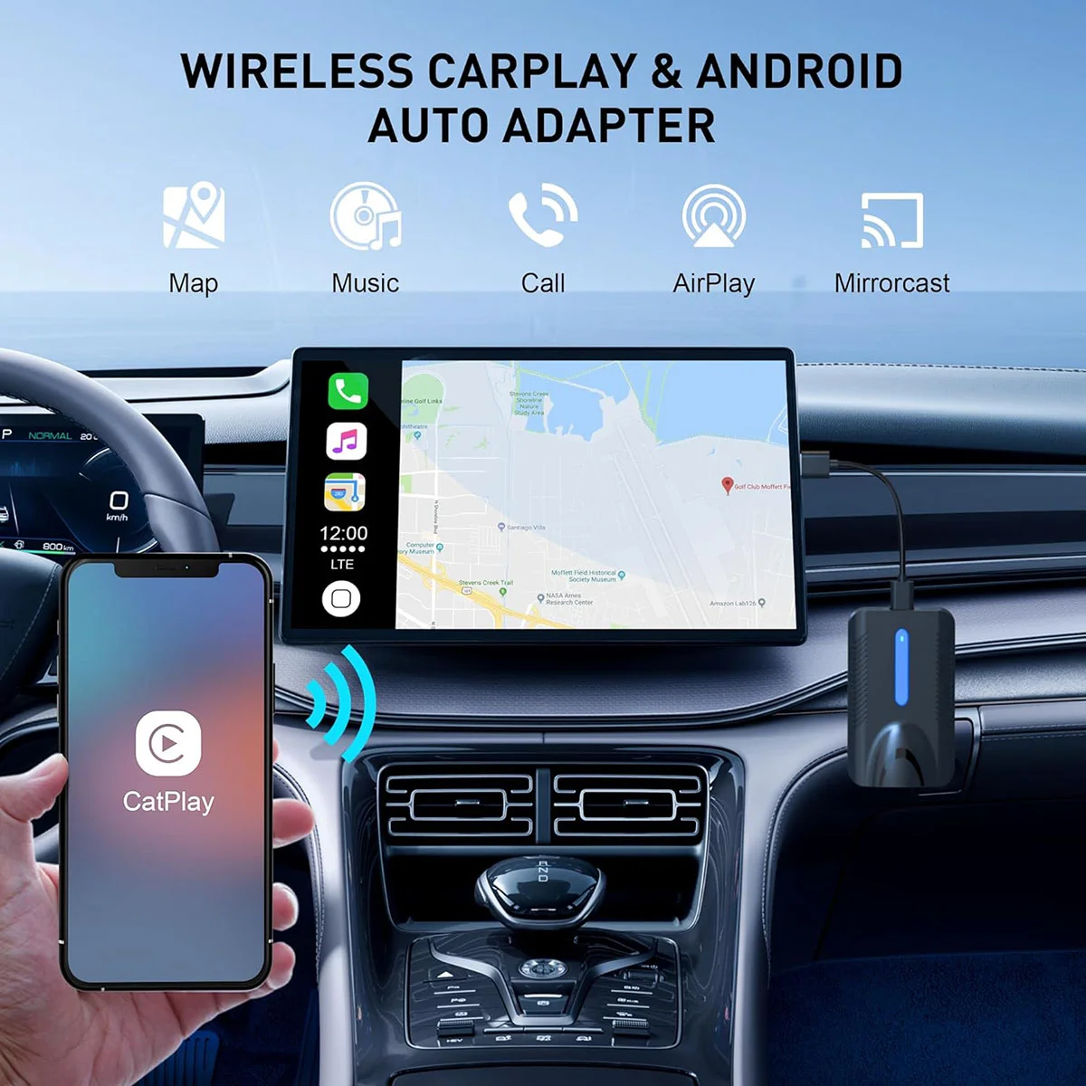 COTS-tWireless CarPlay Adapter, Wireless Android Auto Adapter, 4 in 1 USB Dongle for Cars CarPlay Android Auto