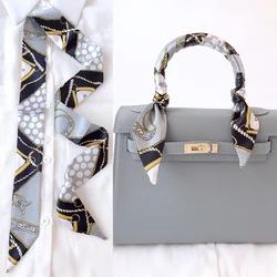 2023 New bag Handle Ribbon Wrap Scarf Print Chunky Strappy Neckline Scarf Package Silk Band Fashion Hair Head Band Neckerchief