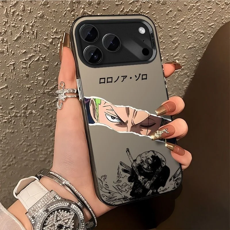 Japan Anime One Piece Zoro Phone Case for iPhone 11 12 13 14 15 16 17 Pro Max Plus Zoro Squint Three blade flow Shockproof Cover view 2