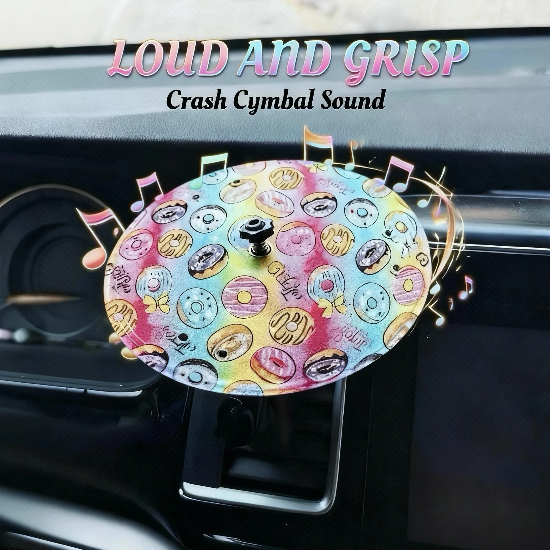 Car Crash Cymbal  Air outlet car-mounted percussion cymbal decoration car-mounted mobile phone holder