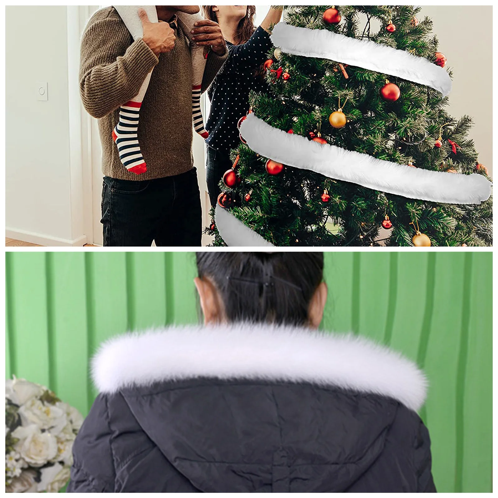 

DIY Christmas Faux Trim Ribbon White Fabric Roll for Tree Ornament Decorating Home Holiday Accessories