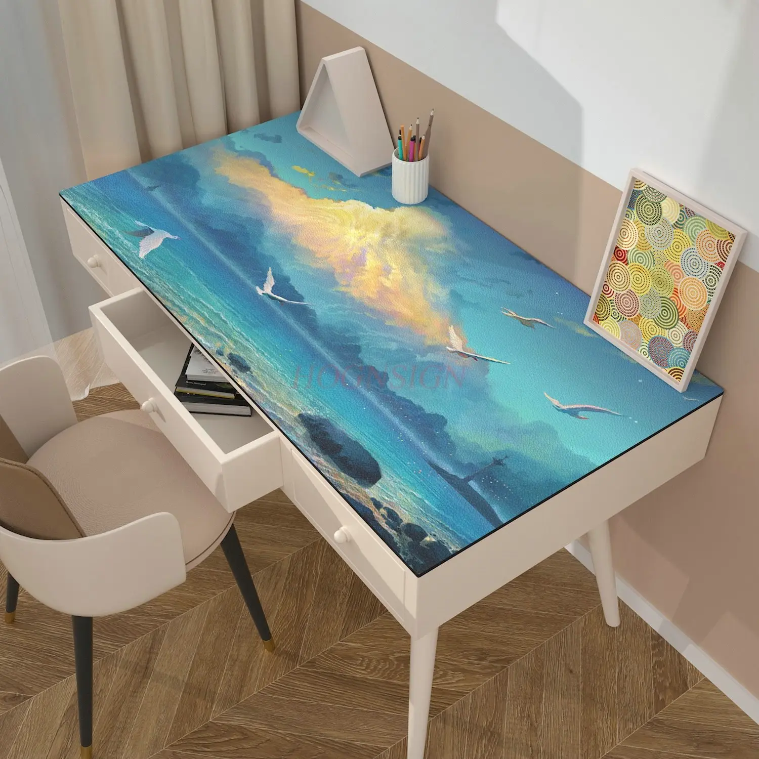 1pcs Leather desk mat, desk mat, student and children's waterproof, oil resistant, odorless, office specific tablecloth desk mat