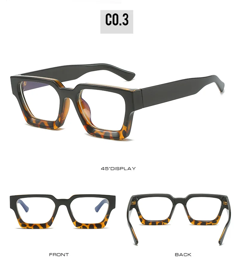 Marke männer Platz Gläser Rahmen Optische Photochrome Blau Licht Lesebrille Retro Große Brillen Klassische Computer Gläser – Detail 8