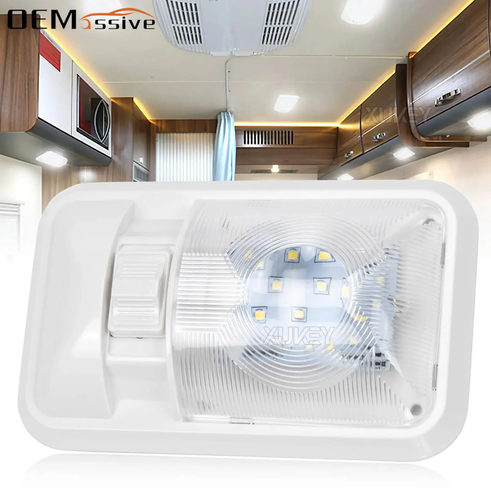 24LED 300LM Ceiling Cabin Reading Light 12V Caravan Campervan Van Trailer Interior Cargo Lamp Roof Light Camping Boat Bus RV