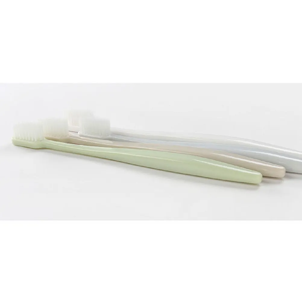 4Pcs Anti-Bleeding Toothbrush Plastic Bristle Toothbrushes for Adults Grey Blue Natural Antibacterial Handle Ergonomic Design