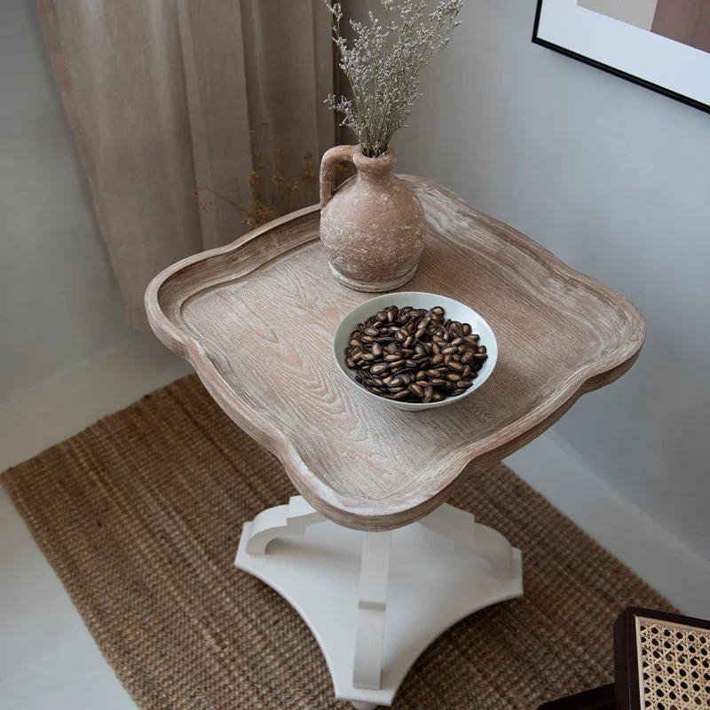 

American retro sofa side table creative light luxury living room coffee table small table French small apartment wooden bedside