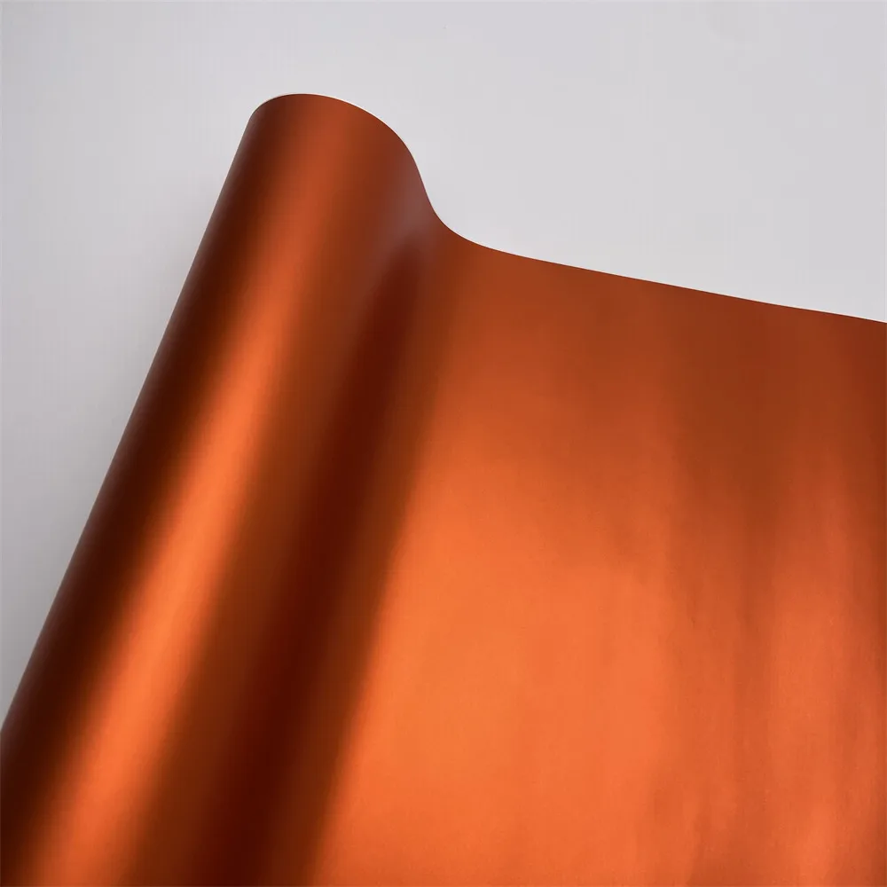

Car Vinyl Wrap Film with Air Channels Chrome Matte Metallic Orange Car Film Wrap Sticker