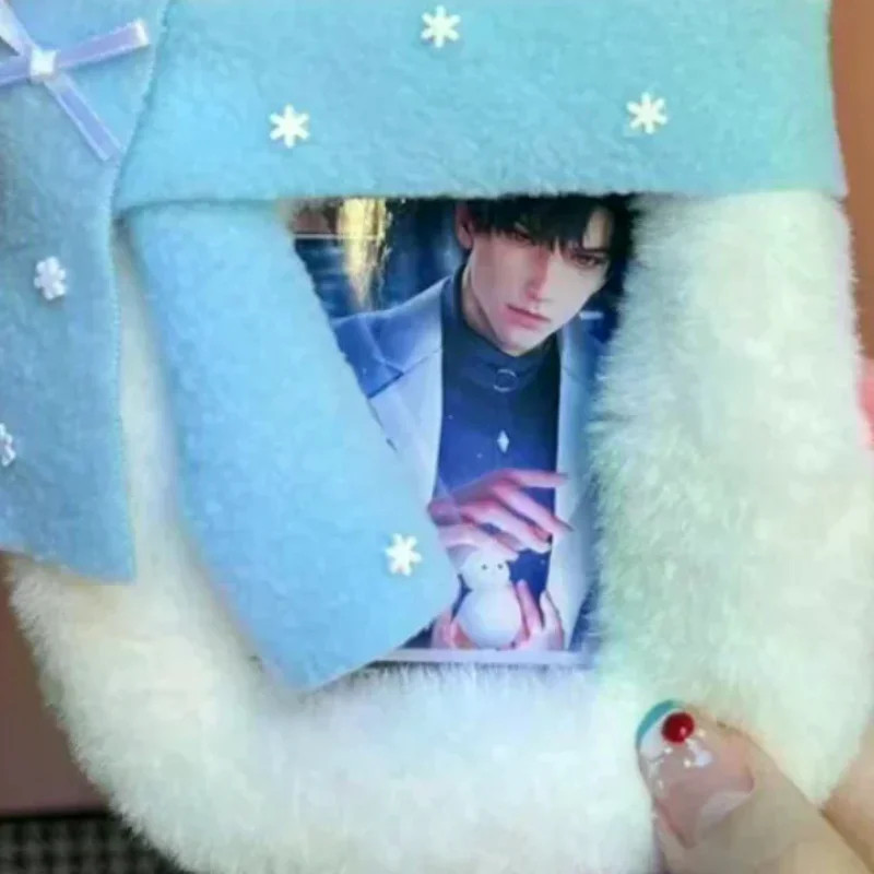 Cute Snowman Plush Card Holder Plush Photocard Holder Cartoon Photo Card Holder ID Credit Band Card Protector
