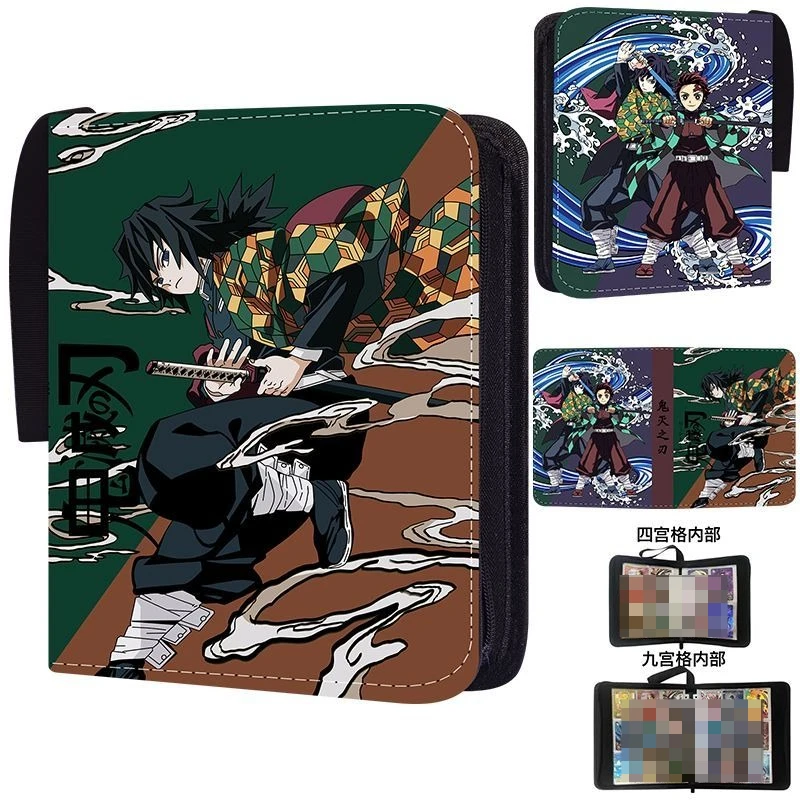 Demon Slayer Tanjiro Kamado Nezuko Kreativer, hochwertiger Anime-Cartoon-Druck, PU-Leder, Reißverschluss, neun Gitter, Kartenaufbewahrung, Buch, Geschenk – Detail 3