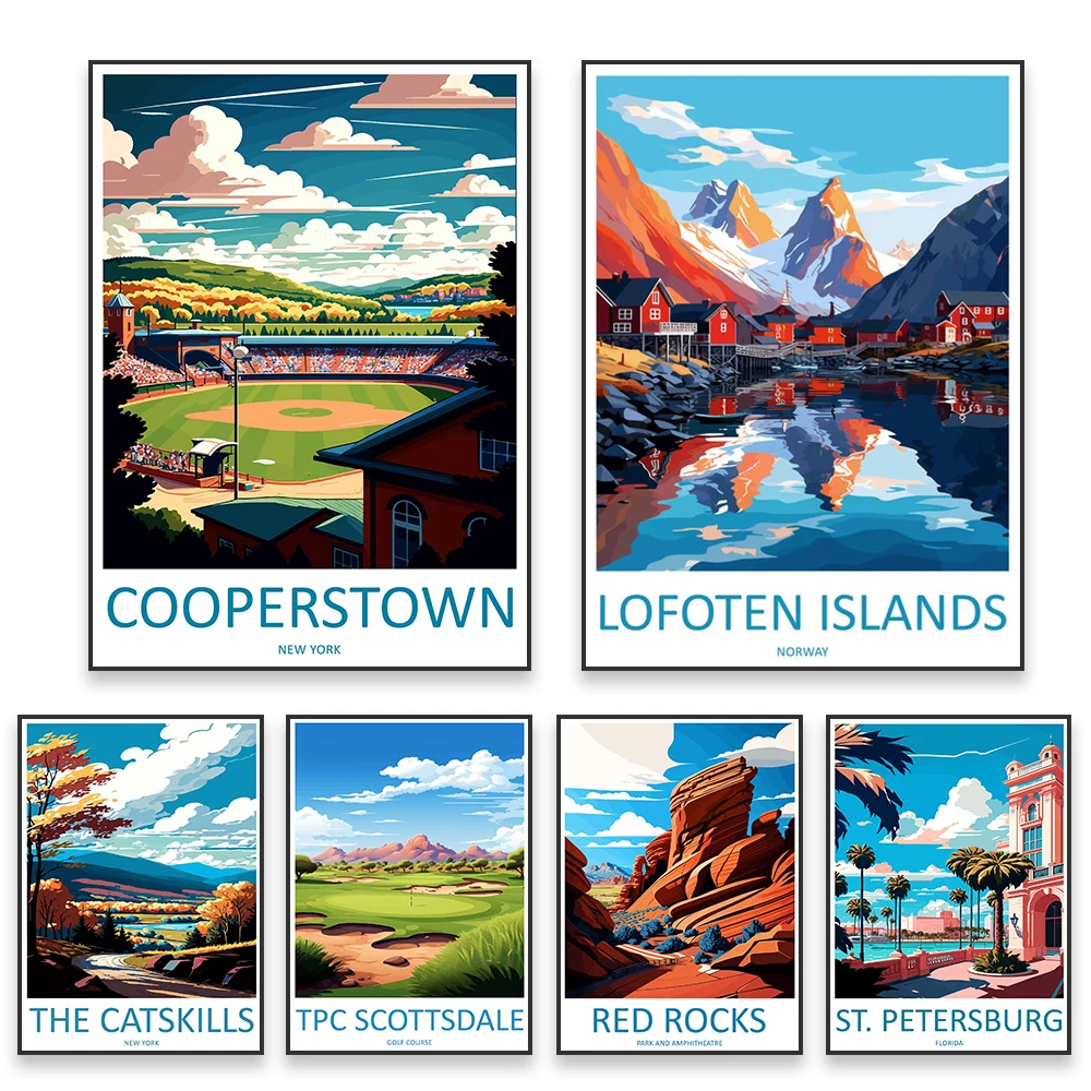 

Lofoten Islands Norway Poster Colorful Landscape Florida Wall Art Prints Red Rocks Park And Amphitheatre Travel Art Canvas Print