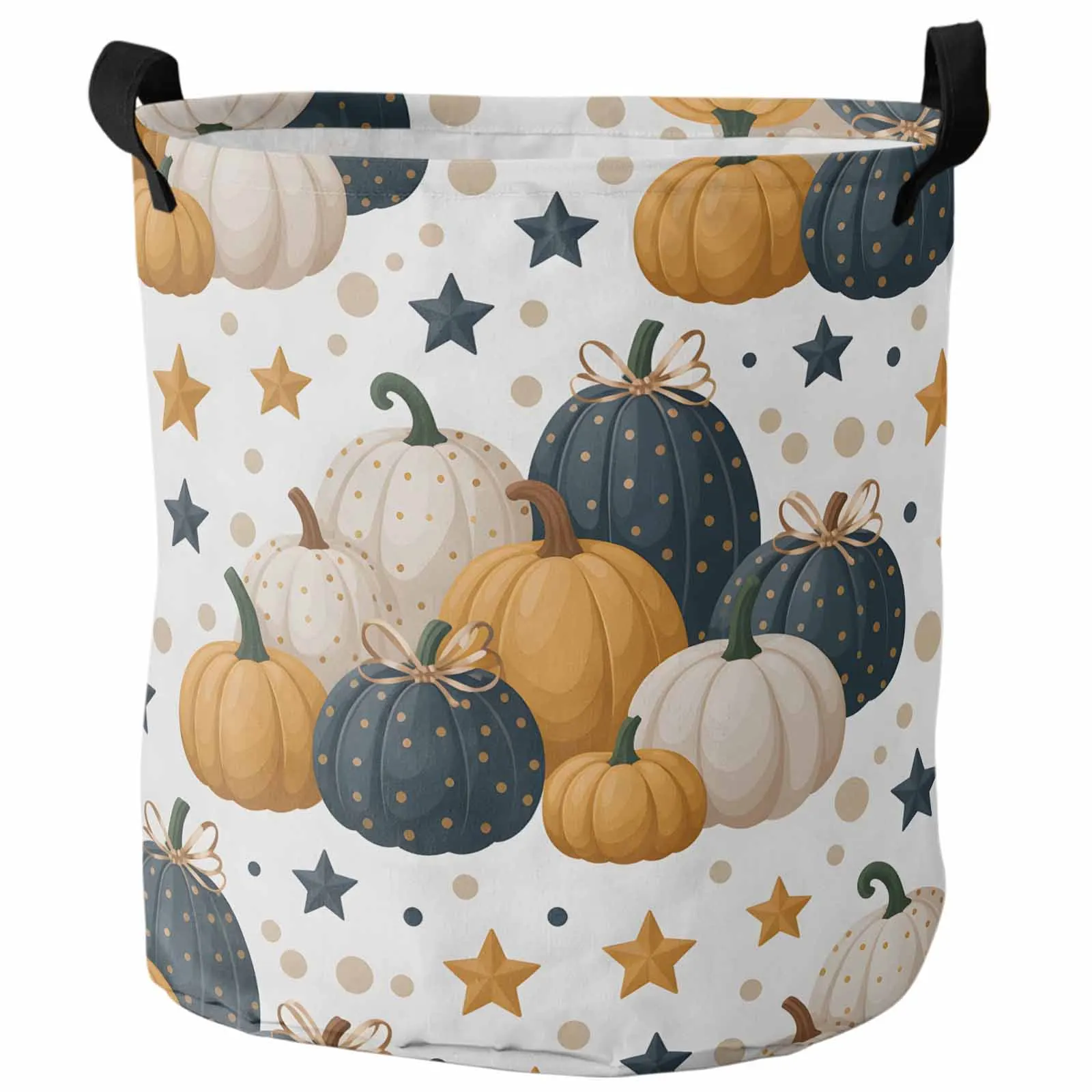 

Autumn Pentagram Pumpkin Dot Foldable Dirty Laundry Basket Kid's Toy Organizer Waterproof Storage Baskets