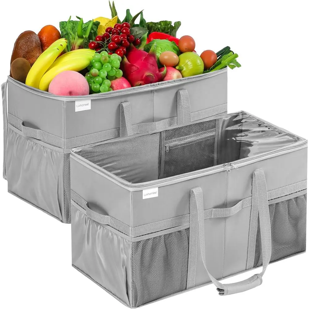 

Сверхмощные продуктовые сумки из двойной упаковки с карманами, складные и складные, 22x11,5x13 дюймов