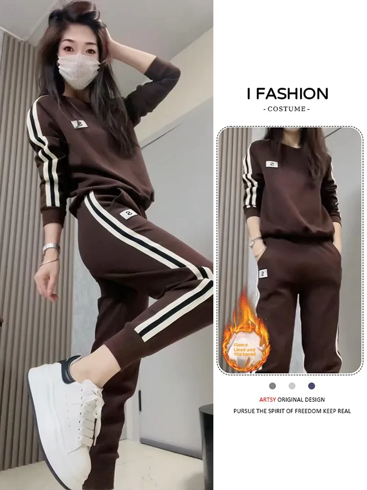 

Faionable Sportswear Set Women's Spring Autumn New Small Size Hoodie Pants Two Piece Set Sli Comfortable Breathable Pol...