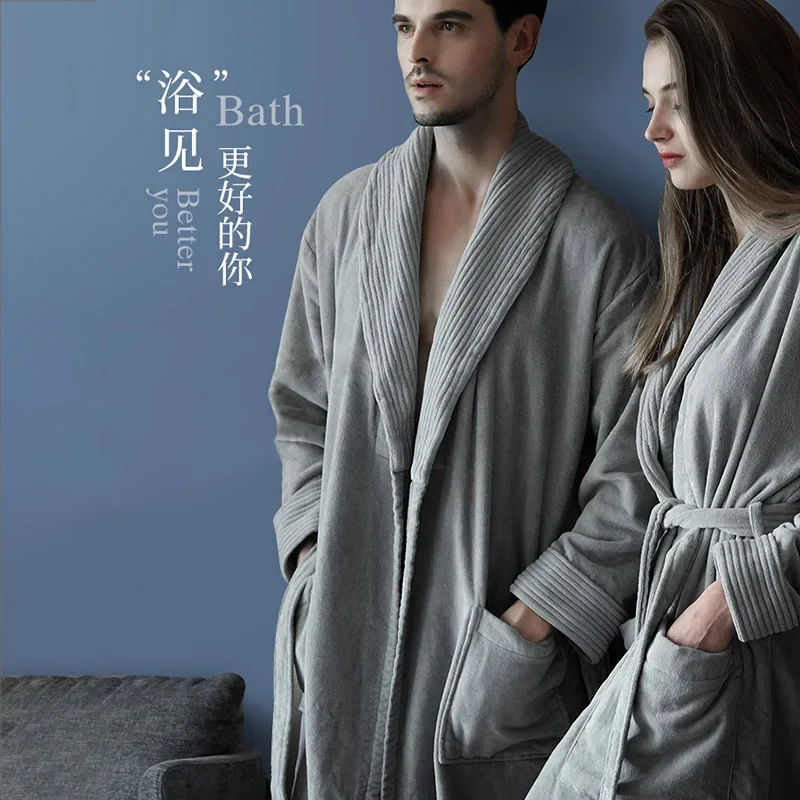 

New Double-layer Cotton Bathrobe Soft Comfortable for Men and Women Bath Towel High quality nightgowns for The Body Shower Robe