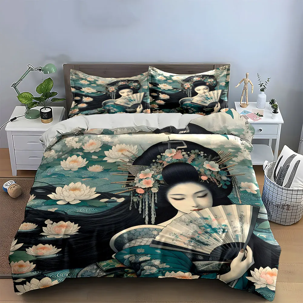 Traditional Japanese Art-Inspired Vanity Set Exquisite three-piece bedding set gift for kids and adults