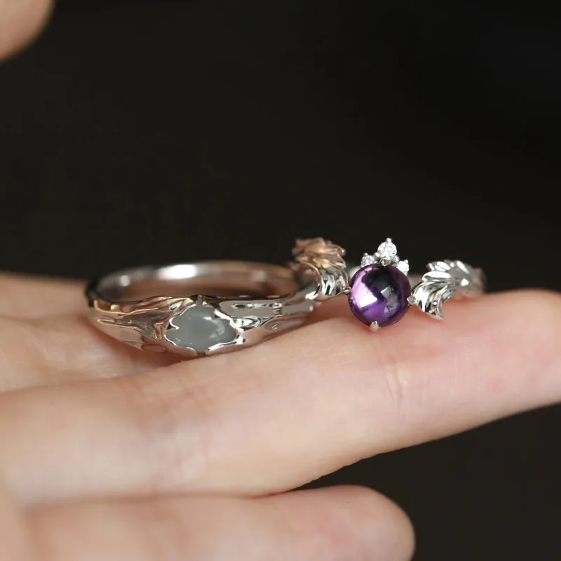 خاتم نسائي من الفضة المرصعة بالزركون بتصميم محايد قابل للتعديل وخفيف الوزن وفاخر وخاتم إصبع السبابة #1