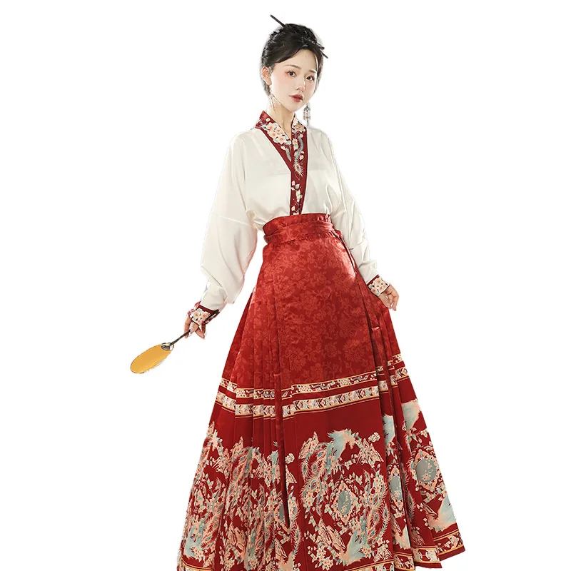 Ming Hanfu aircraft sleeve new Chinese style horse face dress tuta da pendolarismo quotidiana da donna