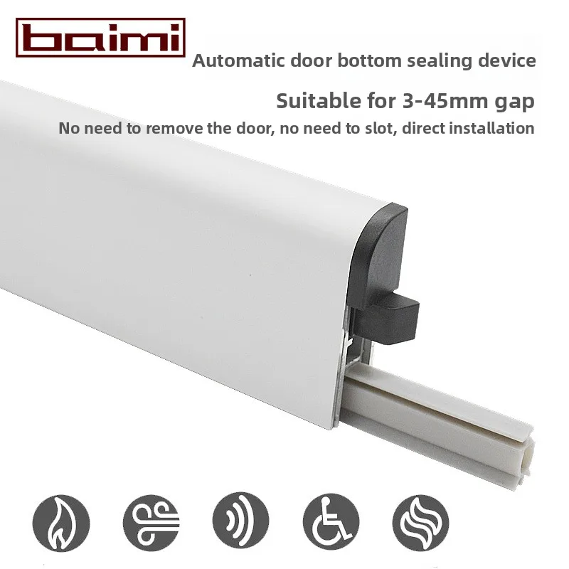 Automatic Drop Door Seal Surface Mounted Bottom Hotel Soundproof Sweep Smoke Proof Draft Stopper Dust Strip Self-Lowering