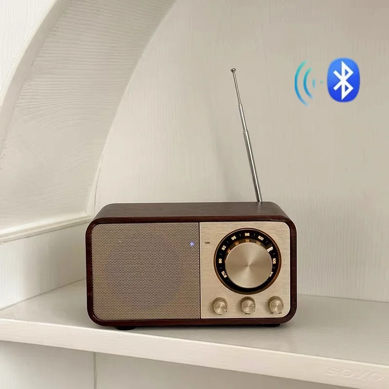 

JY-66 Радио Ретро Bluetooth-колонки Деревянное FM-радио со старомодным классическим стилем Поддержка TF-карты и MP3-плеер Громкая громкость