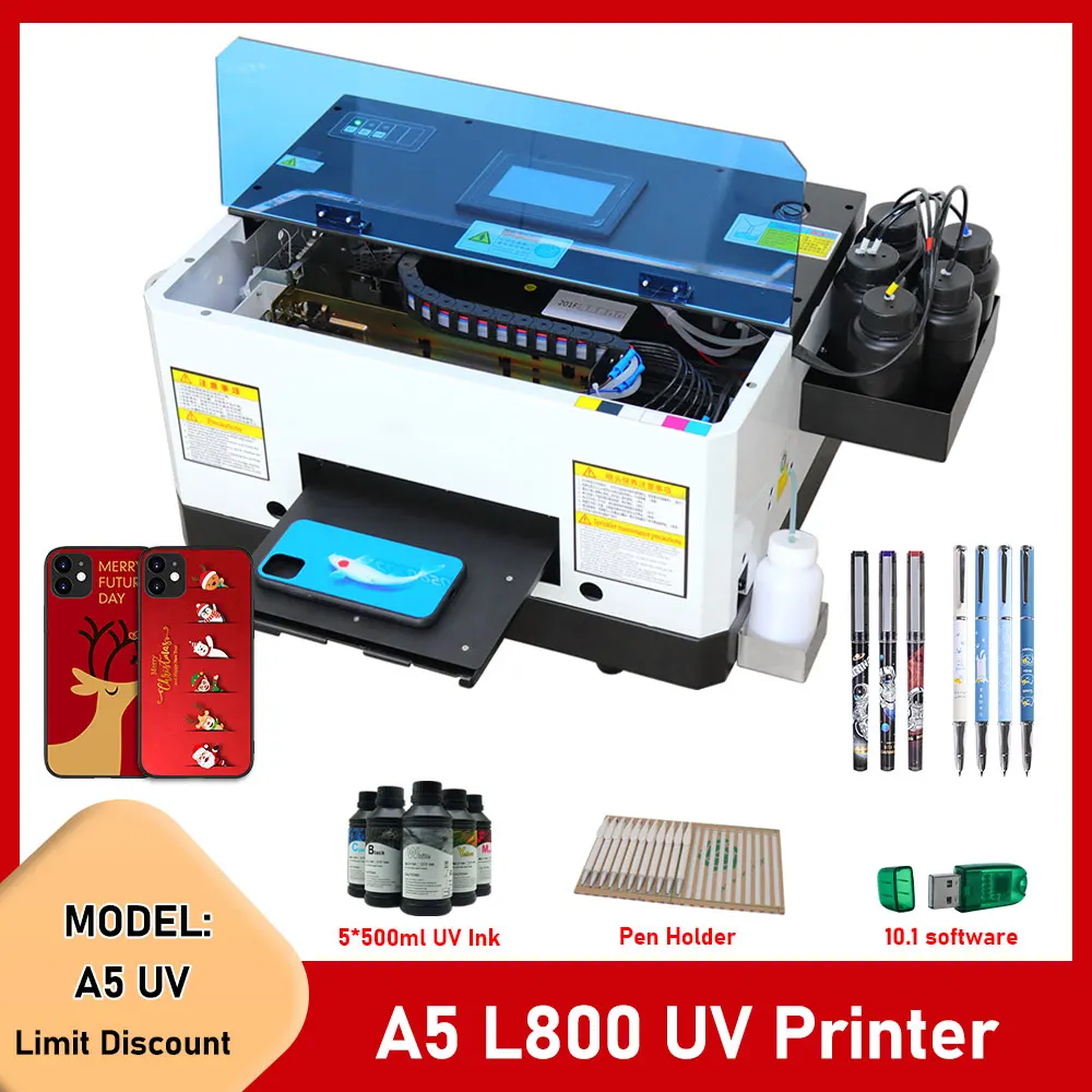 

A5 UV Flatbed Printer for Phone Case Mini Automatic UV Printer Machine DIY Photo For Metal Wood Acrylic Phone Case PVC Card Pen