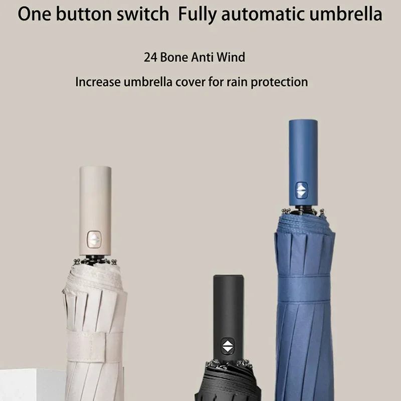 Guarda-chuva reforçado resistente ao vento masculino, forte e durável, protetor solar anti-UV, guarda-chuva de negócios, guarda-chuva ensolarado feminino, 24 ossos