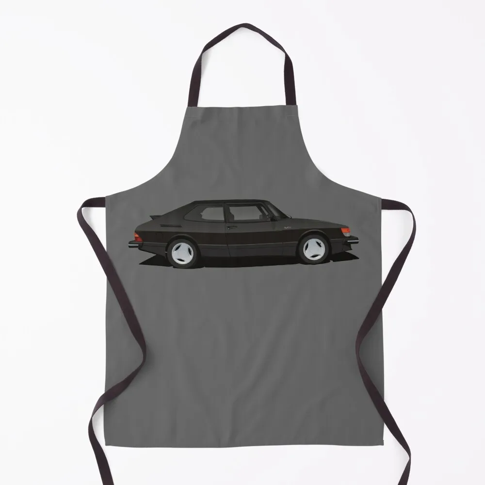 

Saab 900 Turbo Aero - black - illustration Apron for women with pocket Kids Things For Kitchen men's barbecue Apron