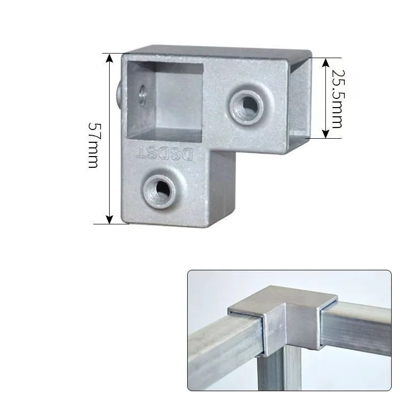 Connettore per tubo quadrato da 1 pz 25mm connettore per fissaggio a t senza saldatura con giunto quadrato in lega di alluminio