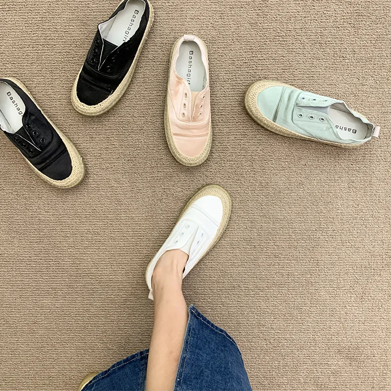 

Холщовая обувь, женская весенне-осенняя новинка 2023 года, вечернее платье Joker, повседневная рыбацкая обувь на плоской подошве для ленивых