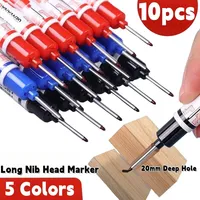 10Pcs/Set Multi-Purpose 20mm Deep Hole Long Nib Head Marker For Metal Perforating Pen Waterproof Bathroom Woodworking Decoration