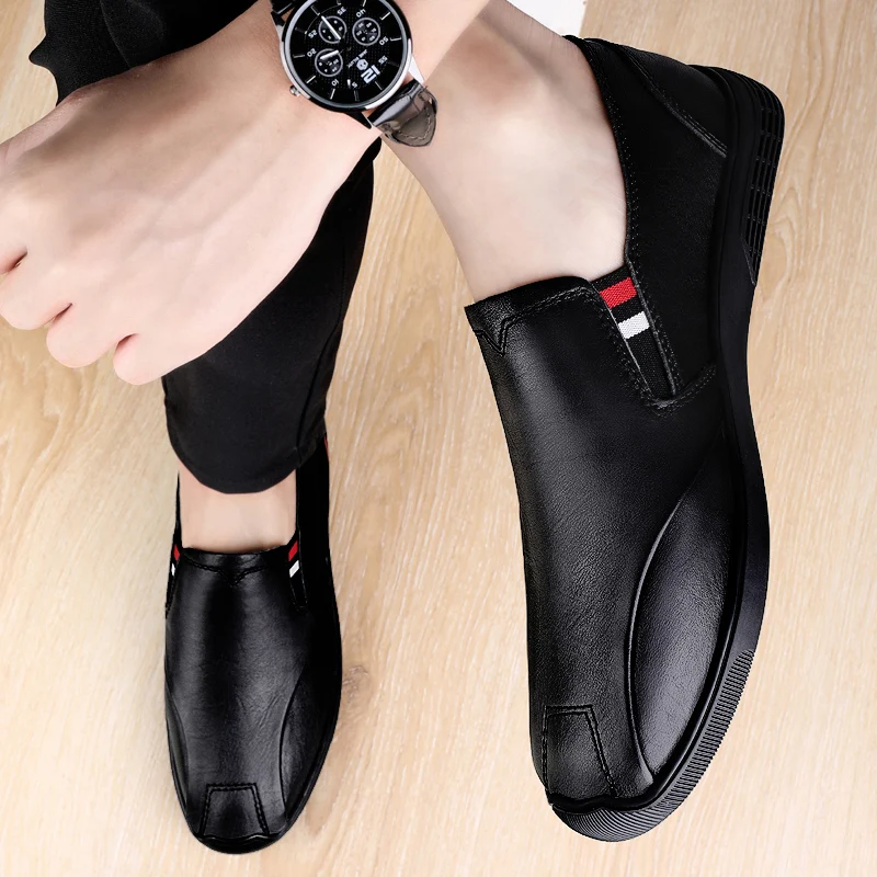 Spring and Summer New Men's Top Layer Cowhide Business Leather Shoes Fashionable and Classic Black Low Cut Comfortable Men Shoes