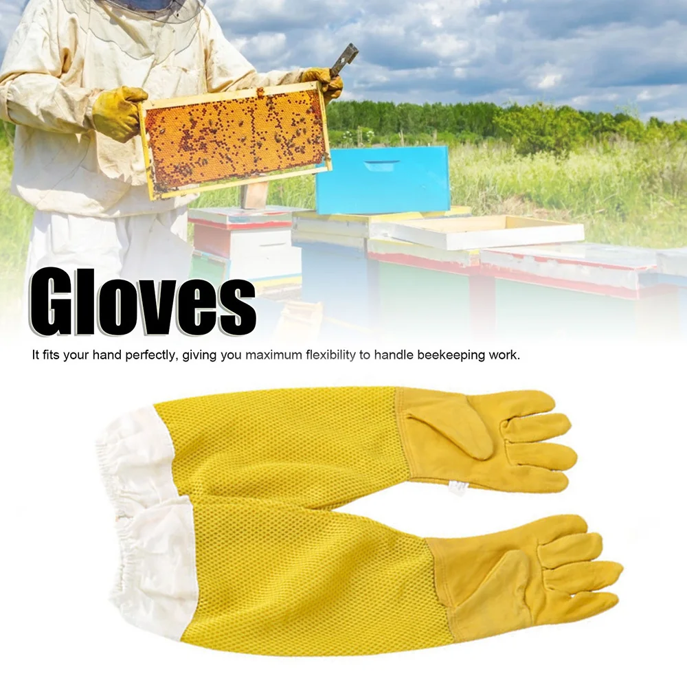 

1 Pair Beekeeping Protective Gloves Anti Bee Anti-sting Goatskin Yellow Gloves Professional Beekeeper Bee Keeping Tools