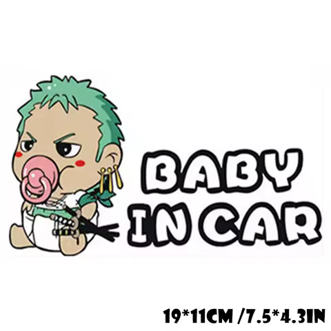 Baby on Board Warning PVC Decals Funny ONE PIECE Anime Sticker Waterproof Auto Decorative Films Accessories