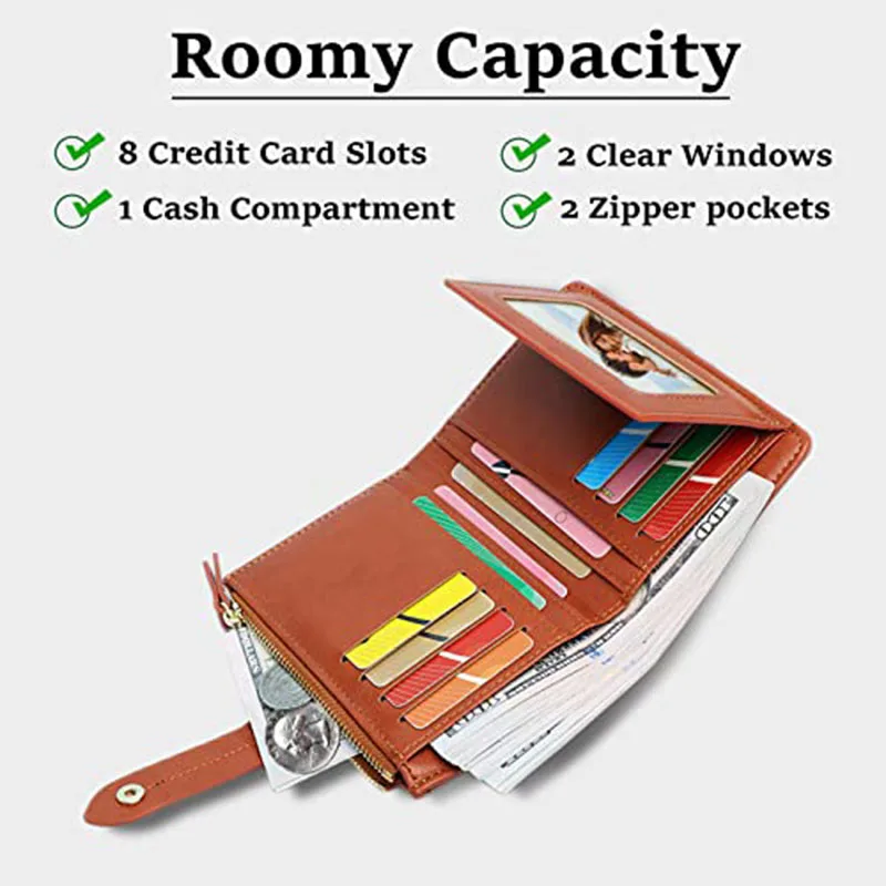 New Large Capacity Leather Wallet For Women With Zipper Short Wallet Red Credit Card Holder Fashion Women\'S Small Wallet