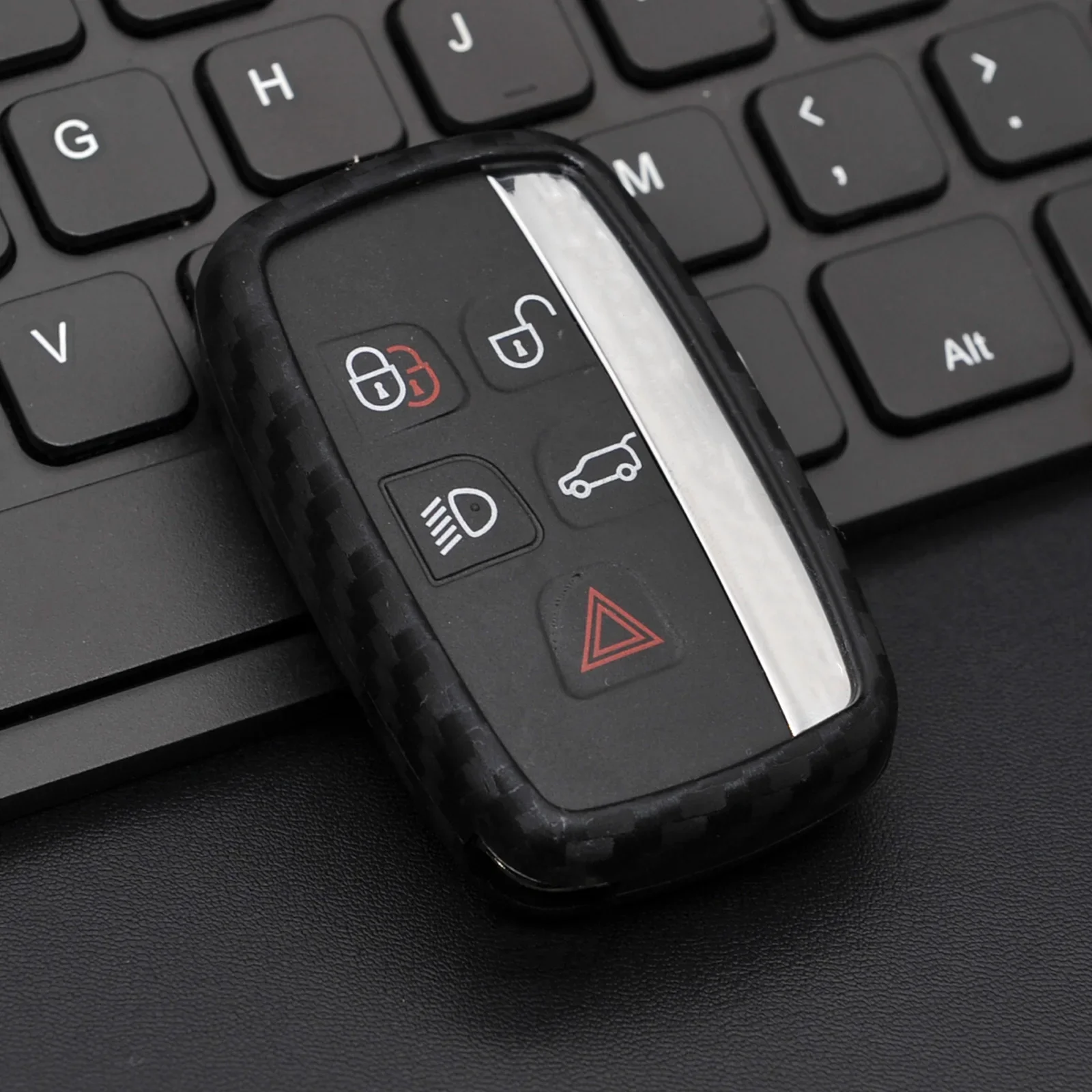 

Silicone Carbon Fiber Car Smart Key Case Cover For Land Rover Discovery Sport Range Rover Velar Evoque Jaguar XE XF XJ F-PACE