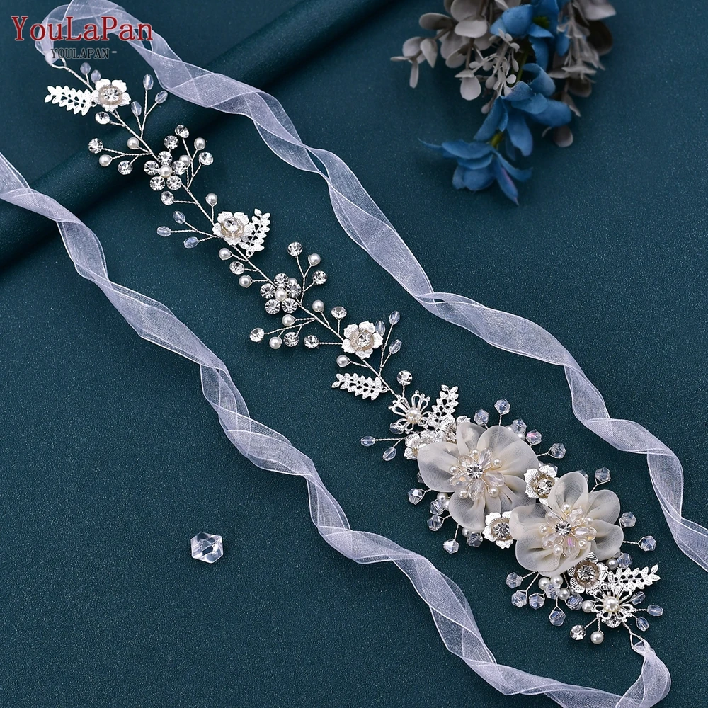 YouLaPan HP275 Braut Stirnband Hochzeit Haar Zubehör Blume Braut Kopfschmuck Mädchen Frau Headwear Ohrring für Party Kopfstück