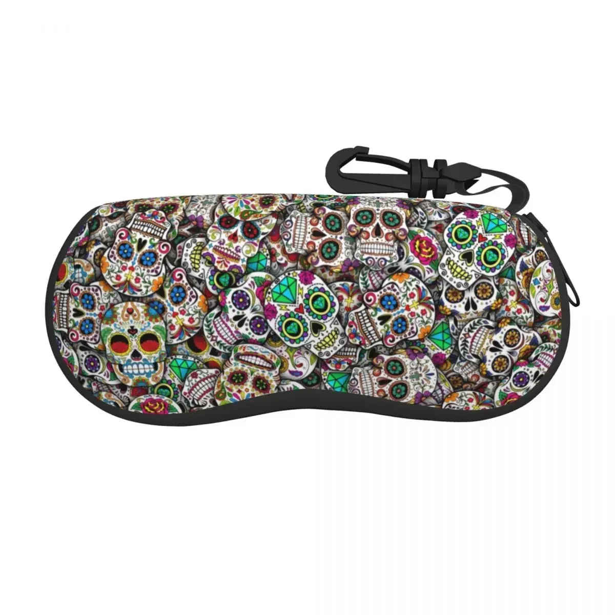 Custom Mexican Sugar Skulls Shell Glasses Case Unisex Fashion Halloween Day of the Dead Eyeglasses Case Sunglasses Protector Box