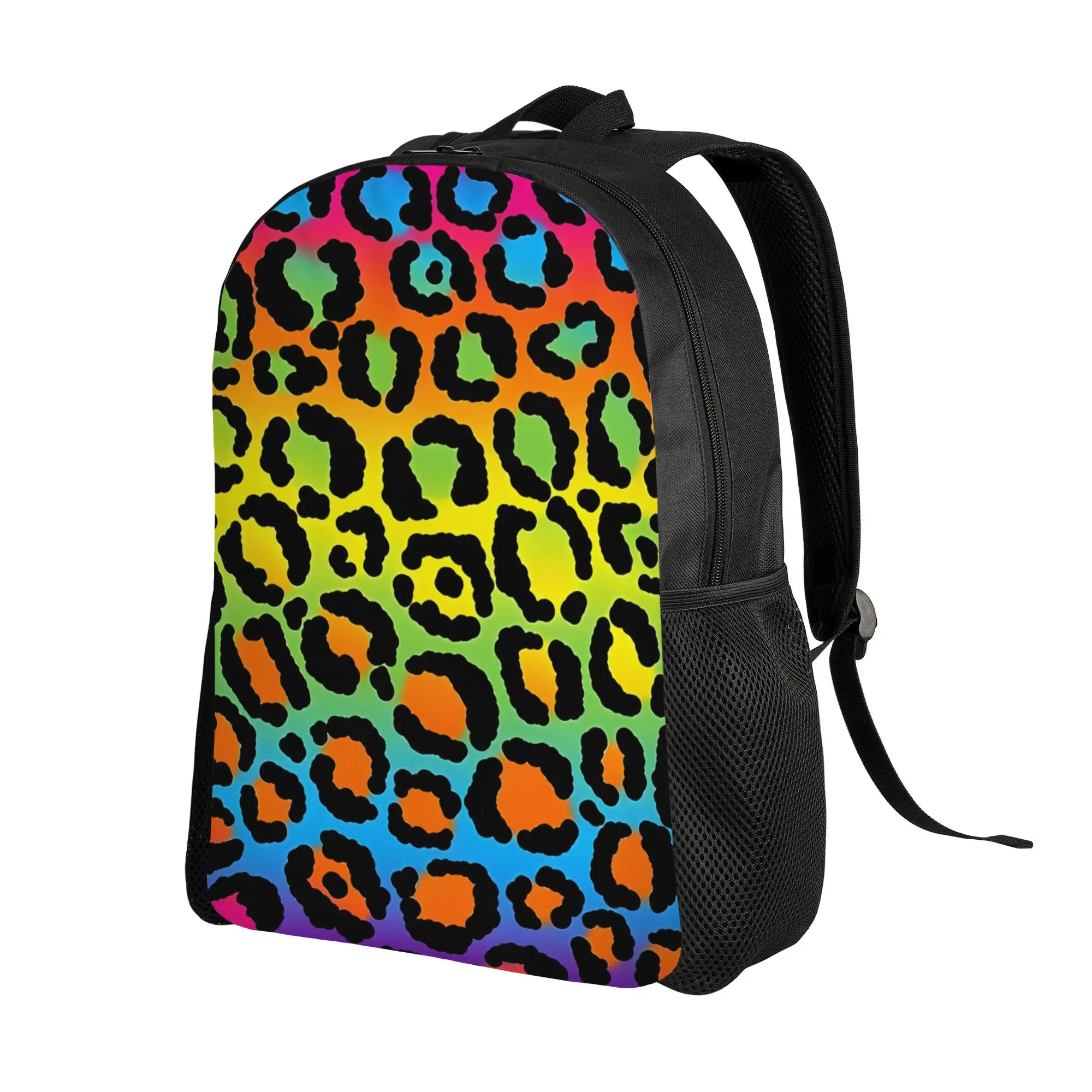 Back to school season 1997 Neon Rainbow Leopard Print Knapsack Leopard Print Teenager Personalised Backpack