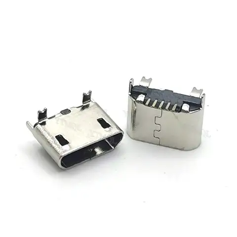 2PCS 마이크로 5핀 커넥터 암 소켓 USB 5P 90 180도 수직 패치 전원 충전 포트 잭 데이터 인터페이스 잭