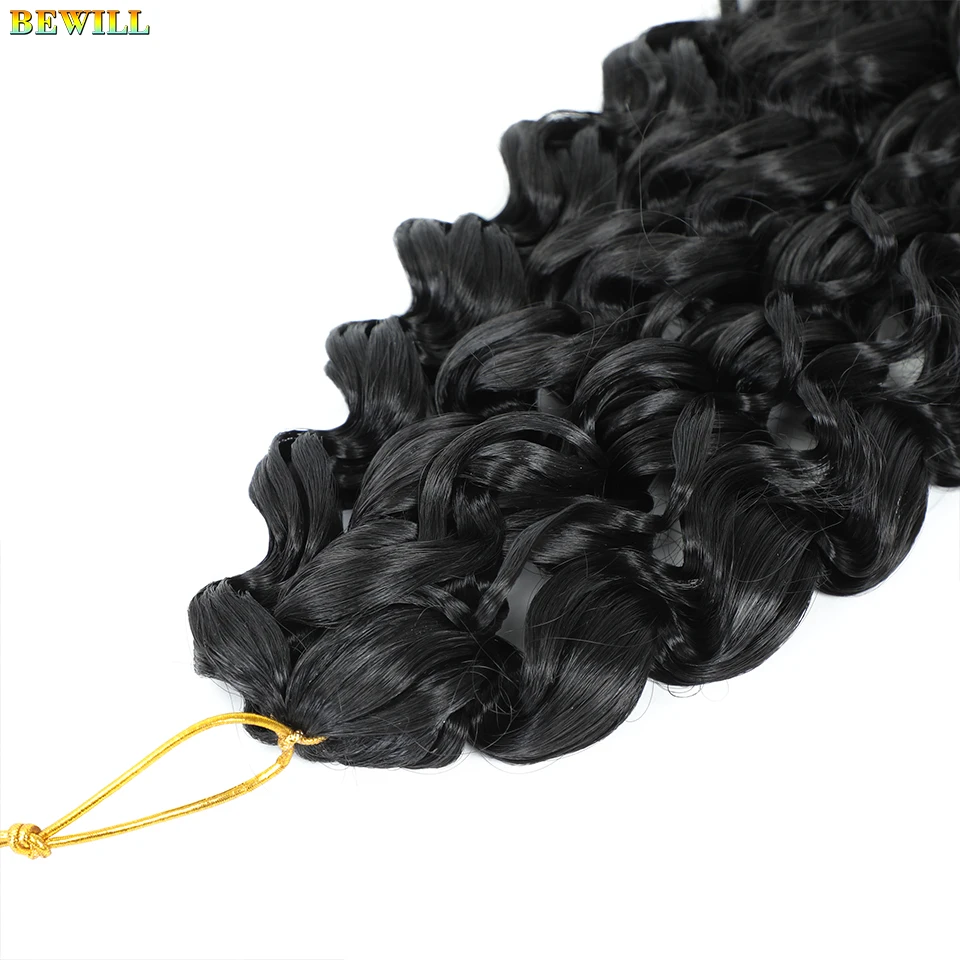 BEWILL GoGo Curl Häkelhaar 14 18 Zoll Wasserwelle Strand Curl Häkelhaar Ombre Synthetische böhmische Zöpfe Haarverlängerungen 1B – Detail 20