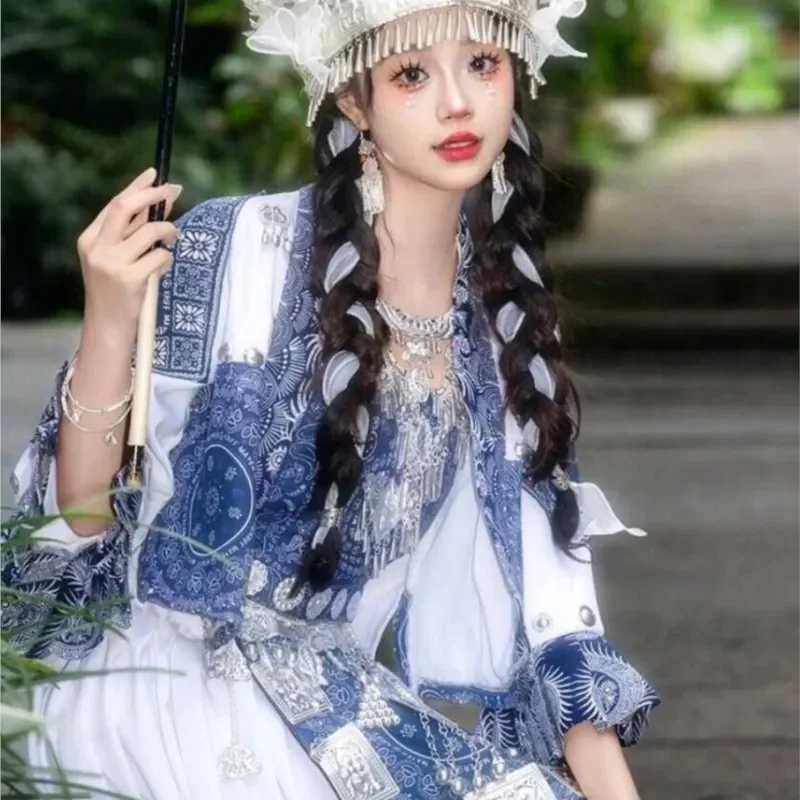 

Travel photography clothingMiao dress XiangxiGuizhou performance female minority dance costume Chinatraditional national costume
