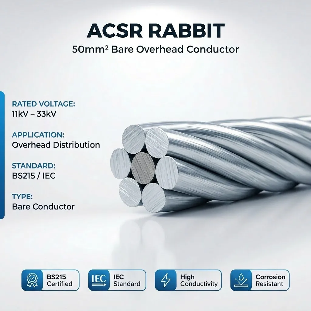High Quality Wolf Brand ACSR-Rabbit Aluminum Conductor Steel Reinforced ASTM B232 Bare Overhead Cable 36kV/10kV Factory Direct