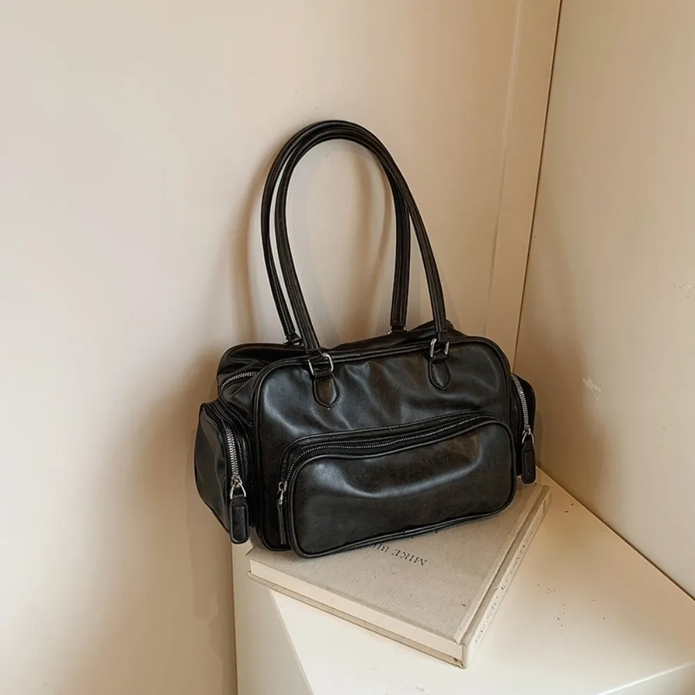 

Multiple Pockets PU Handbag Shoulder Pouch Tote Storage PU Underarm Bag All-match Korean Style PU Leather Shoulder Bag Travel