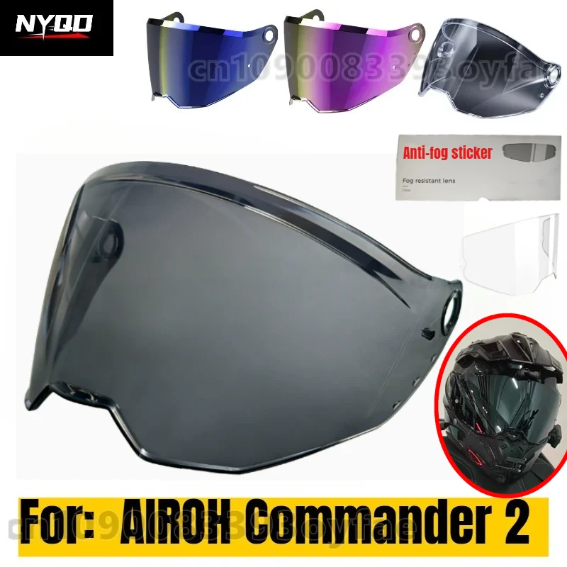 Lente para Casco de Motocicleta AIROH Commander 2, Visera de Repuesto Negra y Plateada, Accesorios