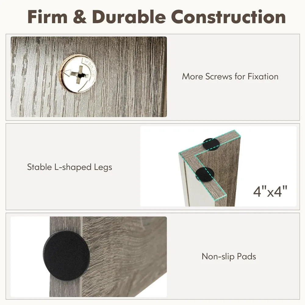 Modern Kitchen Table with L-Shaped Legs, Large Wooden Rectangular Dinner Table for Dining Room, Living Room