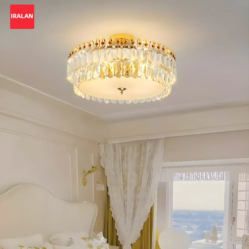 

Round Luxury Crystal Chandelier Luxury Villa Art Living Room Creative Golden Crystal Ceiling Lamp Room Decoration LED Lighting