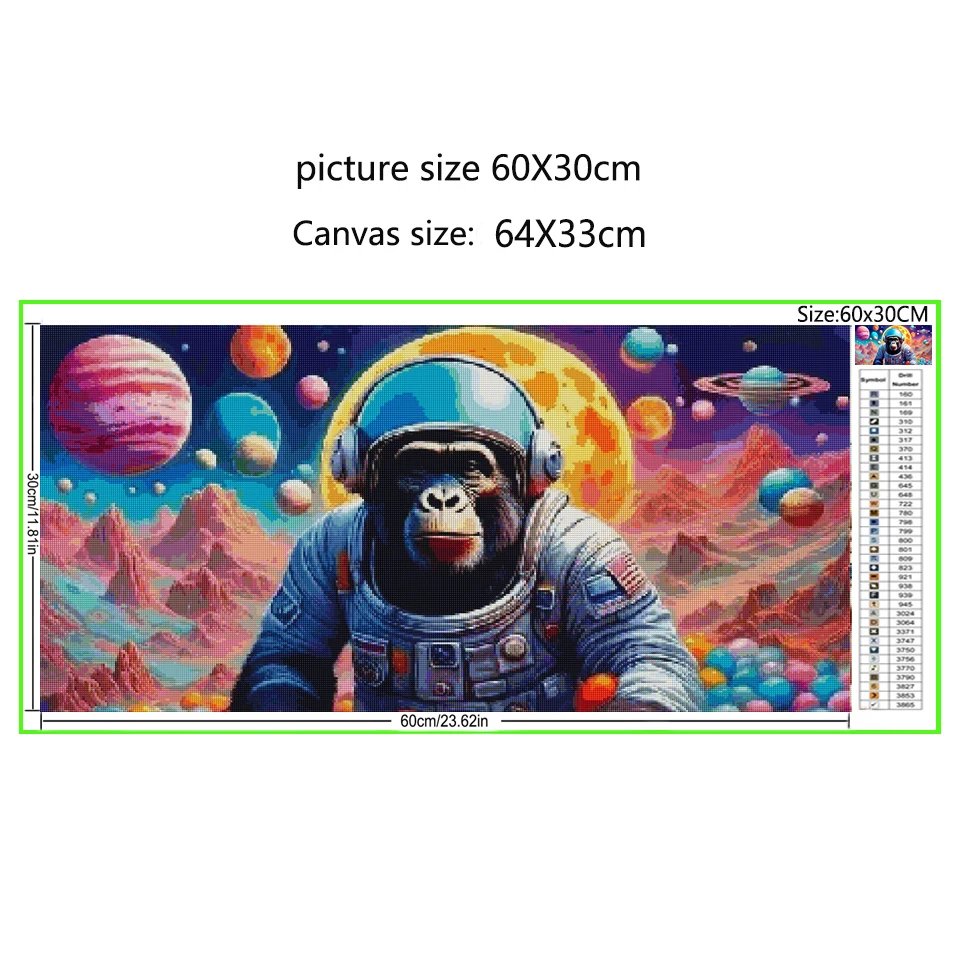 Conqueror Chimp Universe Planet Space Astronaut Gorilla Diy Mosaic Animals Picture Diamond Painting Full Drill Cross Stitch