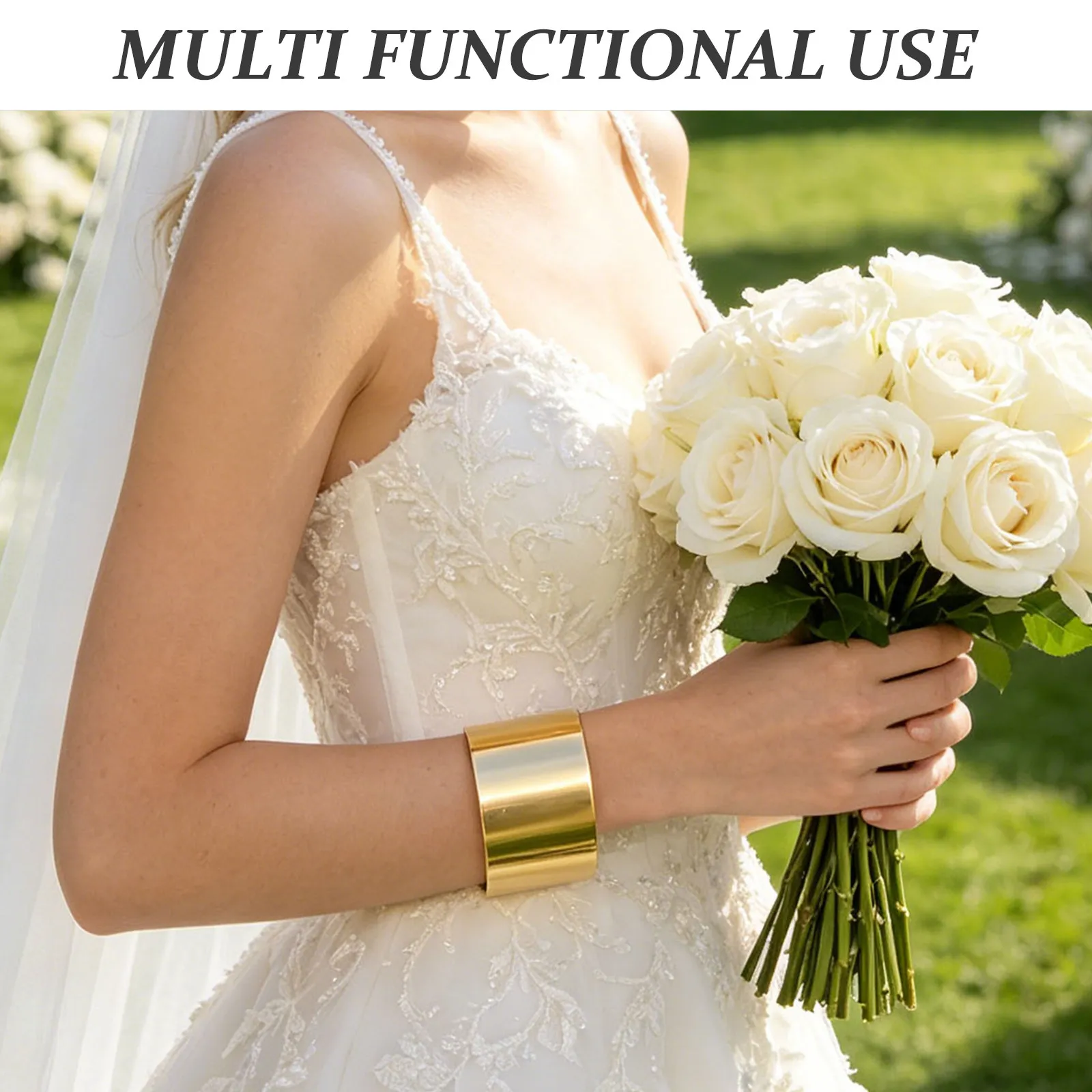 4Pcs Gold Corsage Cuff Bracelet Adjustable Wide Wrist Bangle for Bridesmaid Wedding Prom Flower Making Cuff Women Bracelet