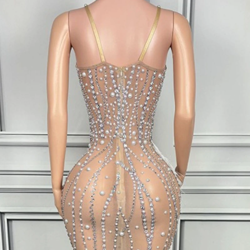 다이아몬드 이브닝 홀터 가수 공연 드레스 라이브 디너 생일 파티 댄스 공연 드레스 Vestidos Piedras Brillantes