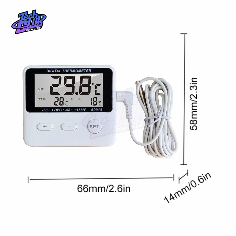 Mini LCD Digital Probe Sensor Thermometer Water Tank Swimming Pool Refrigerator Aquarium Wine Cellar Thermometer for Home Supply