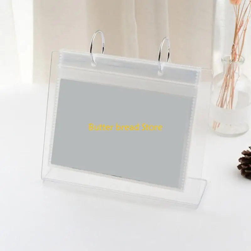 

W89C Clear Acrylic Frames 2 Rings Photo Album Binder Desktop Double Sided Album
